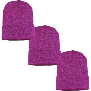 pink 137 Green Beanie Cap Knitted Warm Solid Color